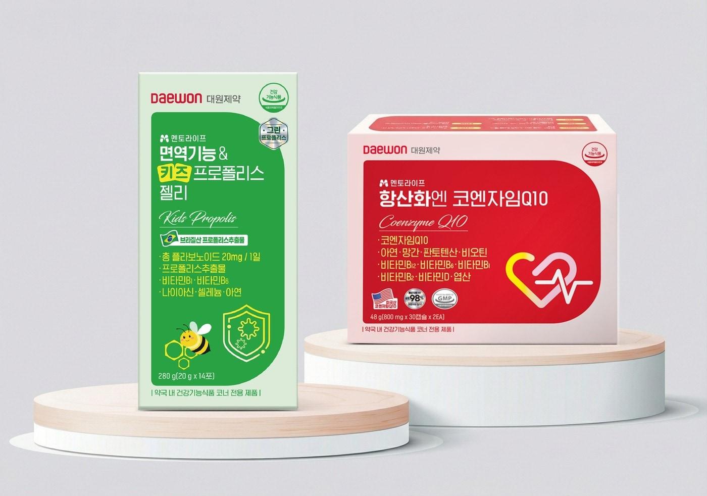 본문 이미지 - 대원제약 멘토라이프가 신제품 '면역 기능&키즈 프로폴리스 젤리'와 '항산화엔 코엔자임Q10' 2종을 출시했다.(대원제약 제공)/뉴스1