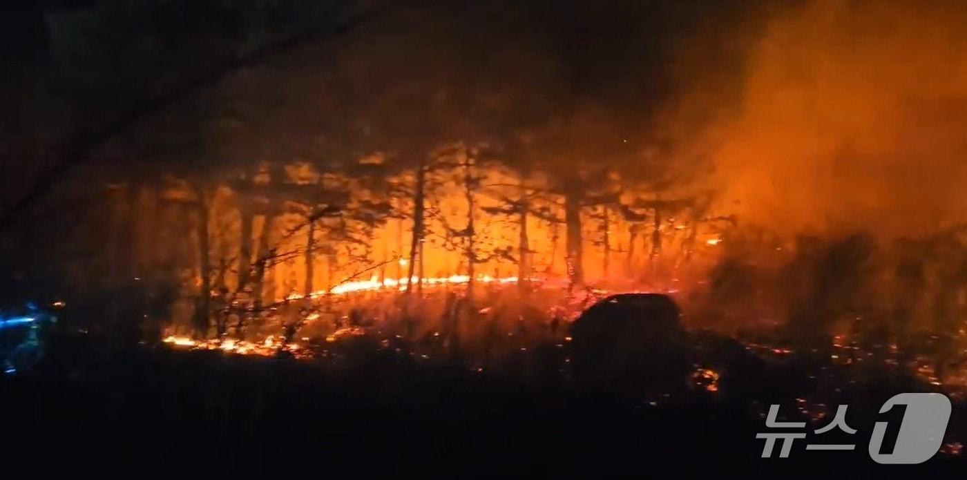 본문 이미지 - 22일 오후 7시 22분쯤 강원 고성군 토성면에서 산불이 발생해 산림·소방 당국이 대응에 나서고 있다. (강원도소방본부 제공. 재판매 및 DB금지) 2026.2.22/뉴스1