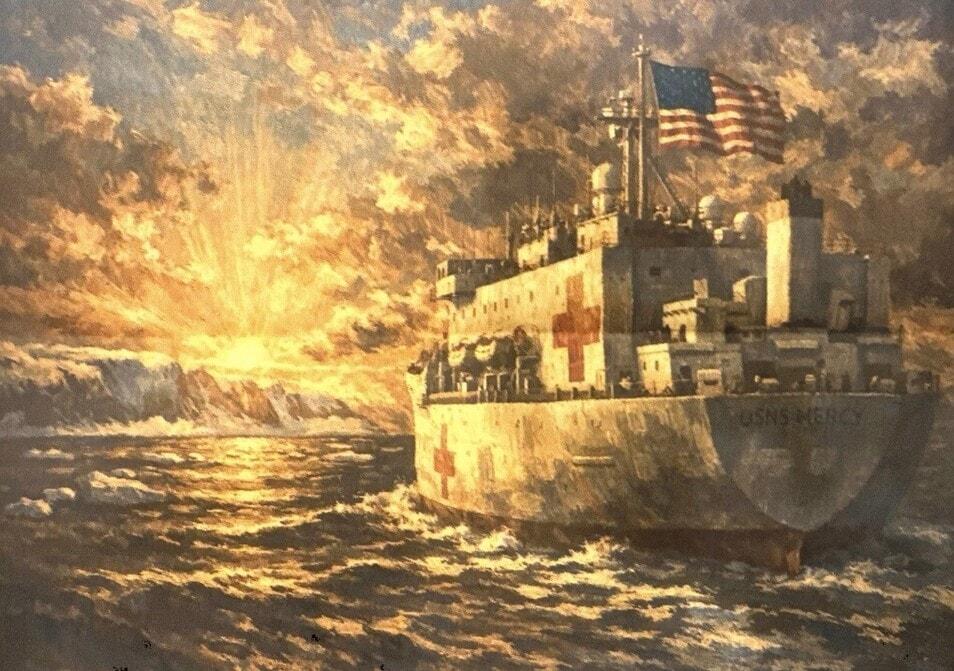 본문 이미지 - 도널드 트럼프 대통령이 자신의 소셜미디어에 올린 미군 병원선 관련 인공지능(AI) 생성 이미지/출처:트루스소셜 