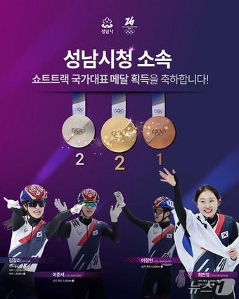 본문 이미지 - 경기 성남시 빙상팀이 밀라노·코르티나 담페초 동계올림픽에서 출전 선수 전원이 메달을 획득하는 성과를 올렸다.(성남시 제공. 재판매 및 DB금지)/뉴스1