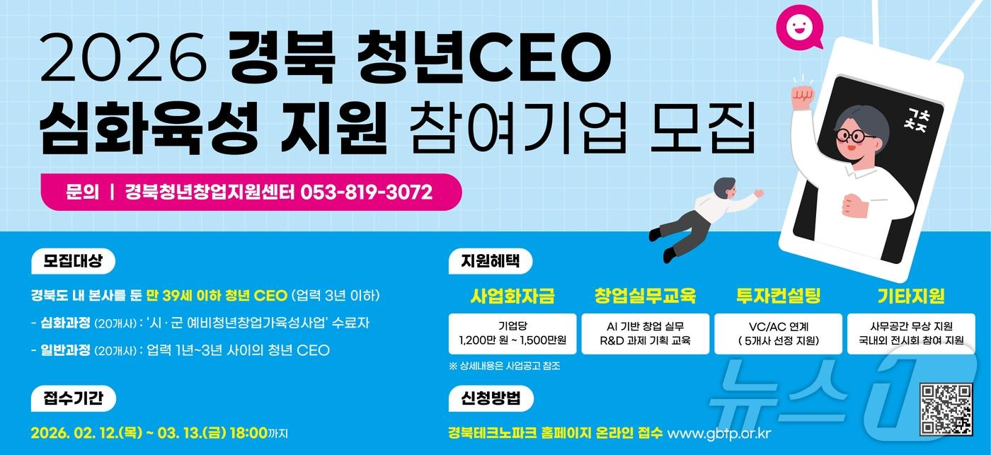 본문 이미지 - 경북도가 오는 3월13일까지 ‘청년CEO 심화 육성 지원 사업'에 참여할 기업 40개사를 모집한다.(경북도 제공. 재판매 및 DB금지) /뉴스1