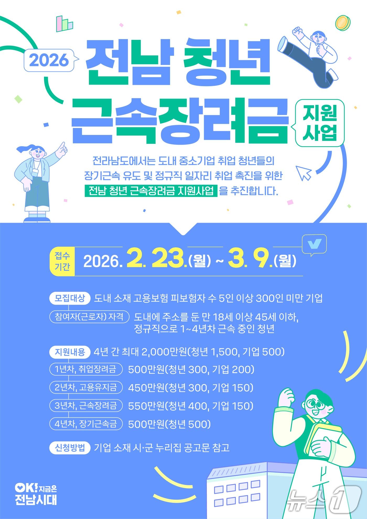 본문 이미지 - 청년 근속장려금 홍보물.(전남도 제공. 재판매 및 DB금지) 2026.2.23/뉴스1