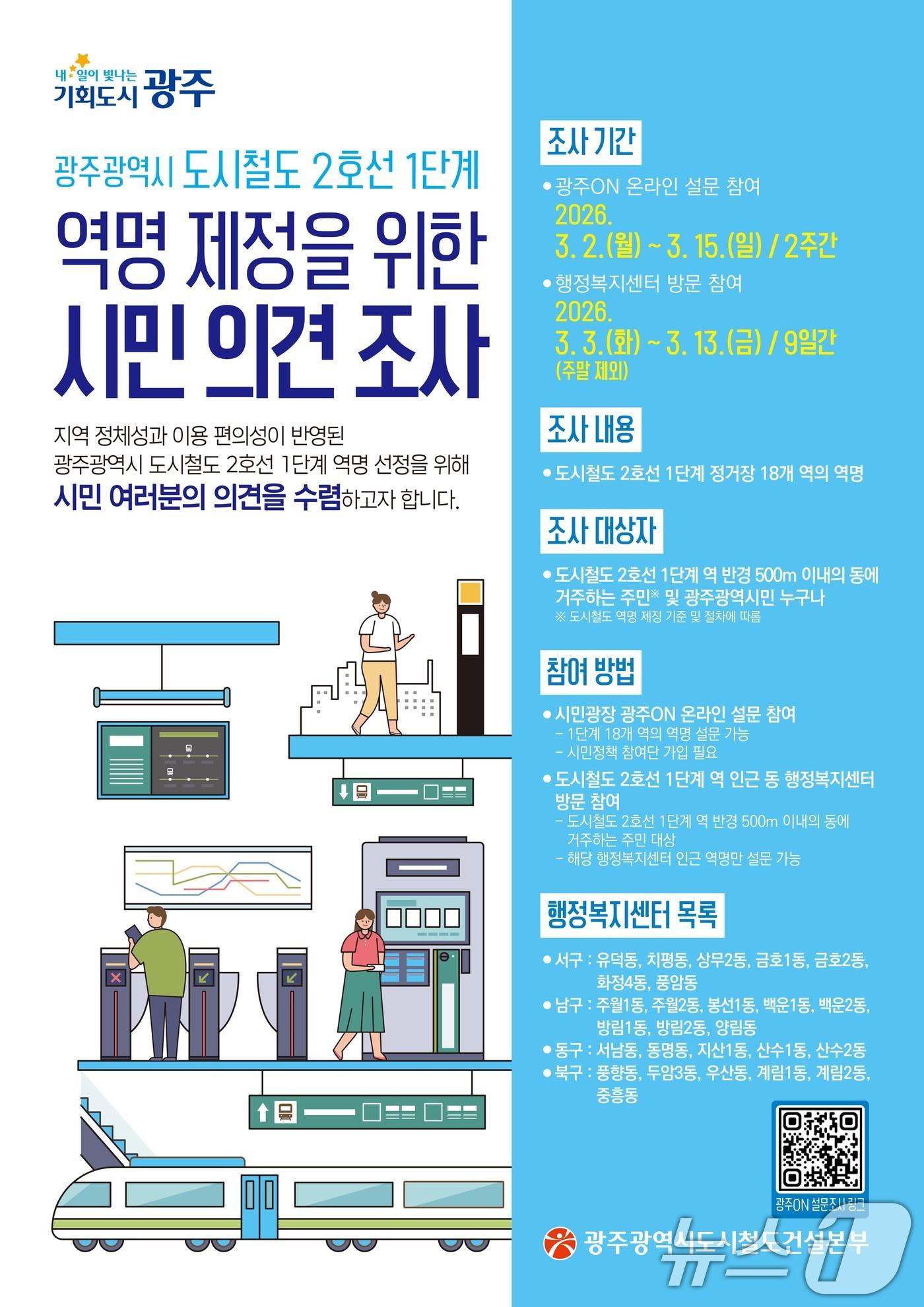 본문 이미지 - 광주 도시철도 2호선 역명 제정 시민공모 포스터. (광주광역시 제공. 재판매 및 DB금지) 2026.2.23 ⓒ 뉴스1 