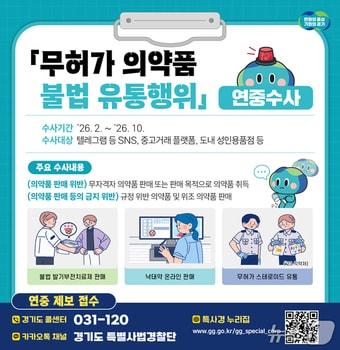 본문 이미지 - 무허가 의약품 불법 유통행위 연중수사 그래픽.(경기도 제공. 재판매 및 DB금지)