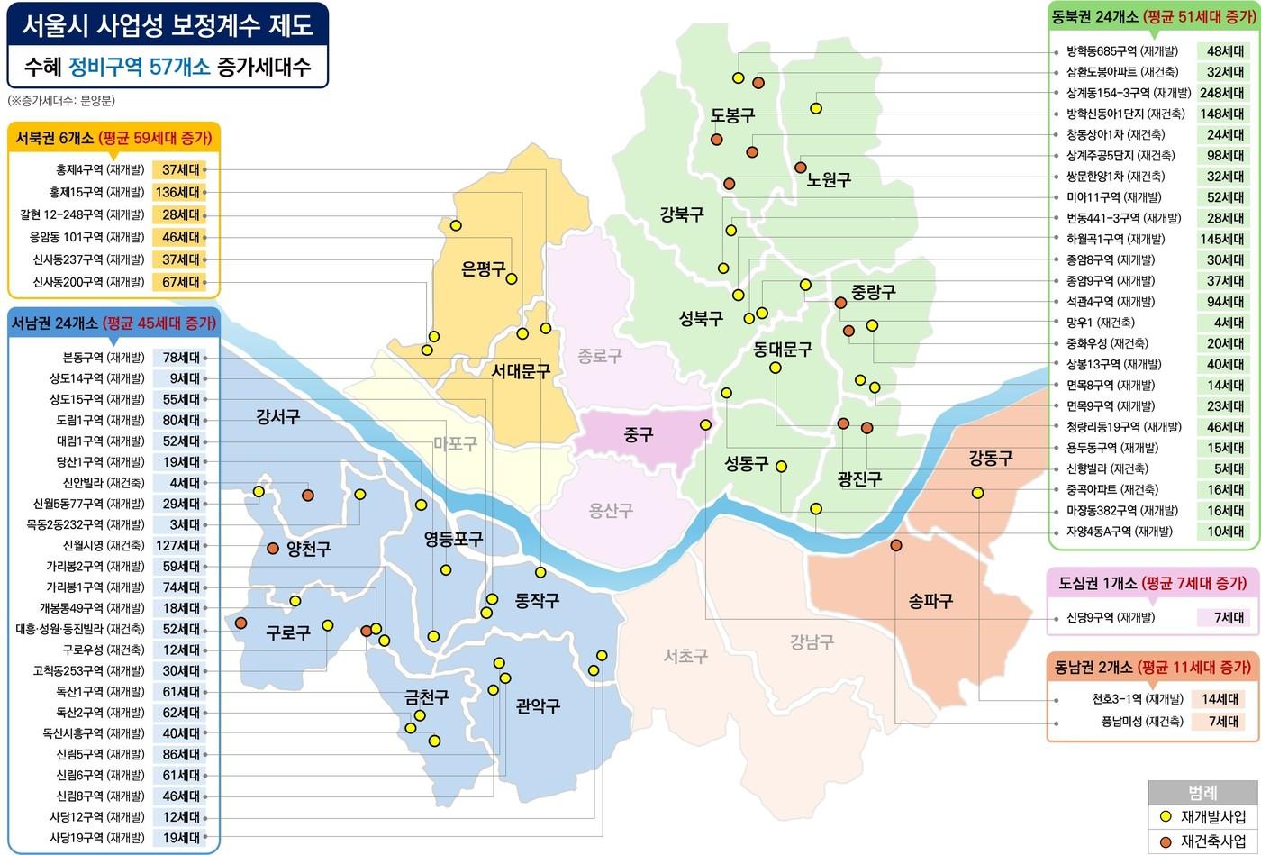 본문 이미지 -  사업성 보정계수 적용 정비구역 현황(서울시 제공) 뉴스1ⓒ news1 