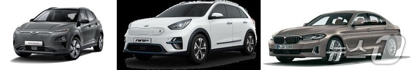 본문 이미지 - 왼쪽부터 현대차 코나 일렉트릭, 기아 니로 전기차, BMW 520i.(국토교통부 제공)  