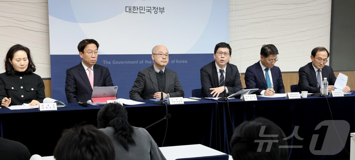본문 이미지 - 강기룡 재정경제부 차관보를 비롯한 부처 관계자들이 지난 25일 세종시 정부세종청사에서 할당관세 점검 및 제도개선, 교복가격 및 학원비 개선 관리방안 등 민생물가 특별관리 관계장관 TF 사전 브리핑을 하고 있다. 2026.2.26 ⓒ 뉴스1 김기남 기자