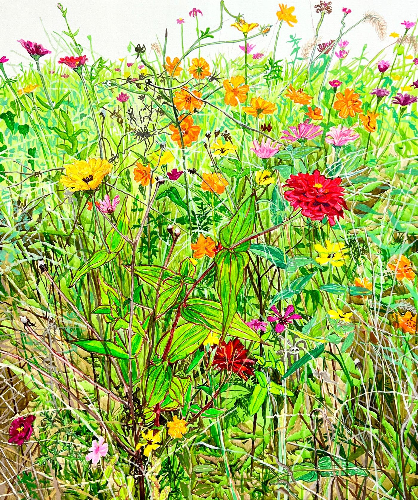 본문 이미지 - 김제민, 풀,꽃4, 72.7x60.6cm, Acylic on canvas, 2026 (이화익갤러리 제공)