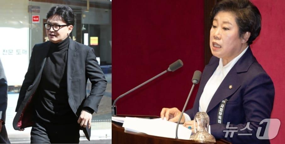 본문 이미지 - 25일 보수 텃밭 대구를 찾은 한동훈 전 국민의힘 대표와 '사법부 독립' 근조리본을 달로 필리버스터에 나선 조배숙 의원.  2026.2.25 ⓒ 뉴스1 공정식· 유승관 기자 