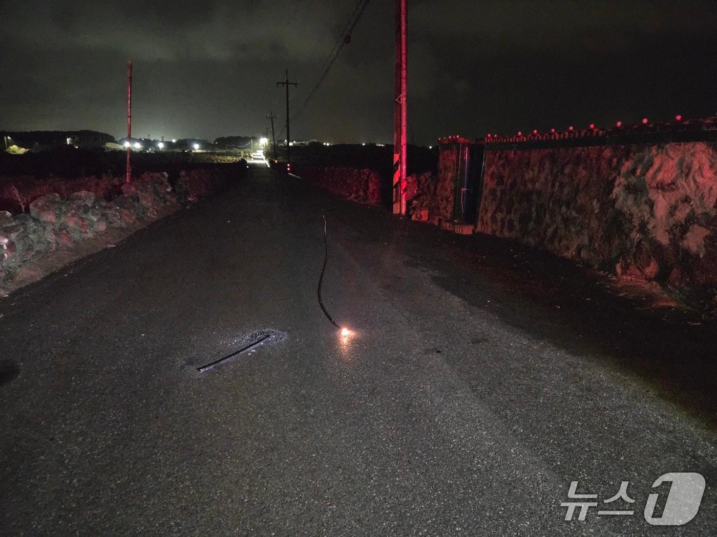 본문 이미지 - 끊긴 고압선(제주소방본부 제공. 재판매 및 DB금지)/뉴스1