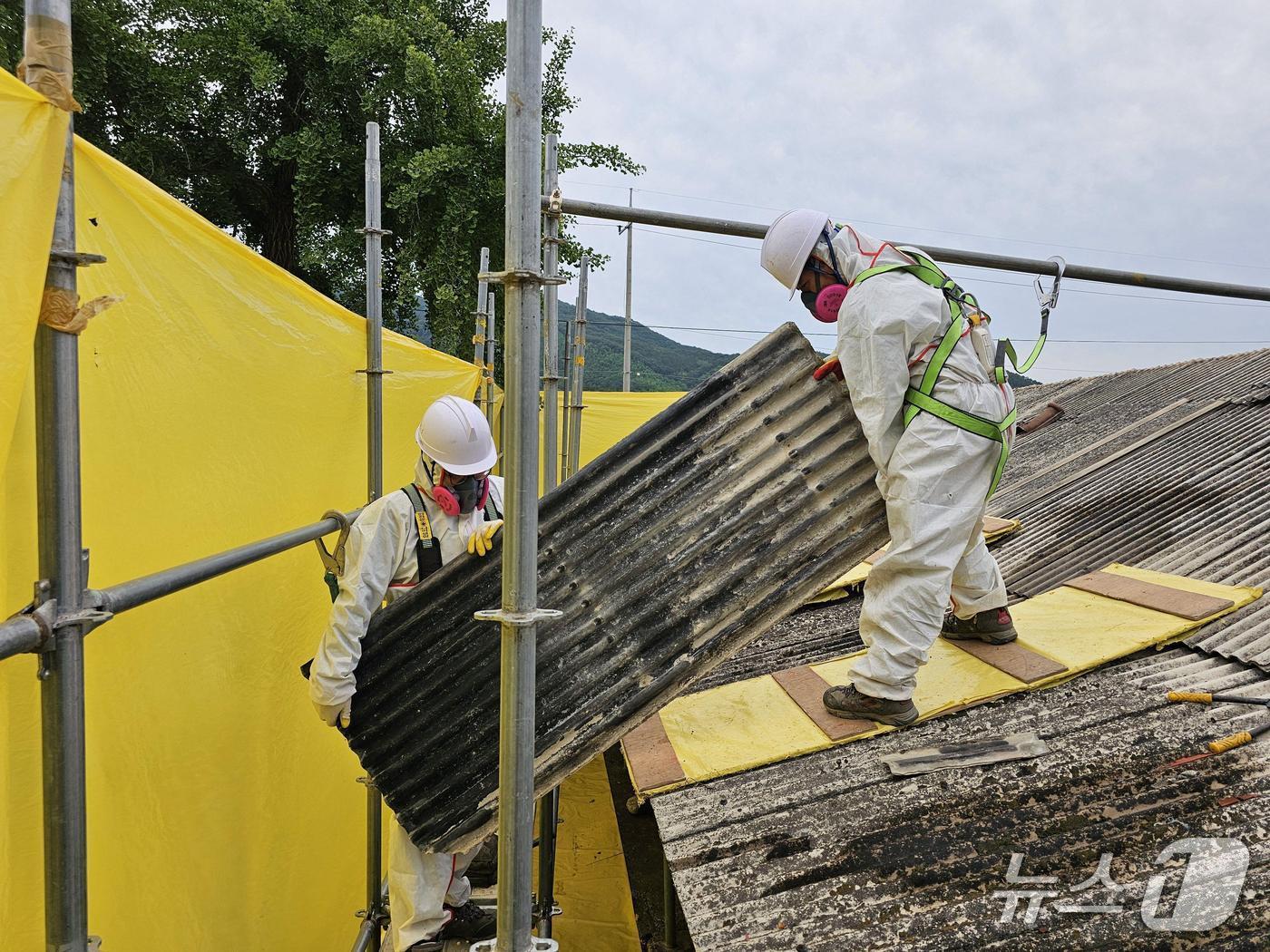 본문 이미지 - 슬레이트 지붕 철거.(뉴스1 DB)