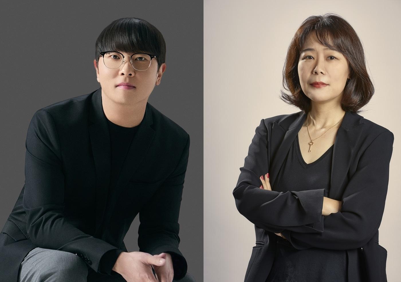 본문 이미지 - 장윤중 카카오엔터테인먼트 공동대표(왼쪽)와 고정희 신임 공동대표 내정자 (카카오엔터테인먼트 제공)