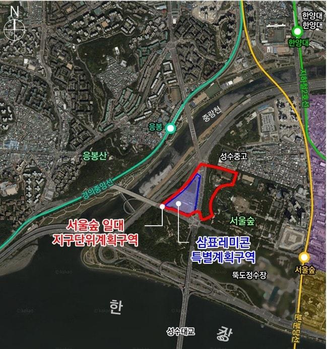 본문 이미지 - 성수동 삼표레미콘 부지 위치도(서울시 제공)  뉴스1 ⓒ News1