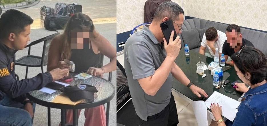 본문 이미지 - 태국 경찰에 붙잡힌 프랑스 관광객 2명. (푸켓 안다만뉴스 페이스북 캡쳐)