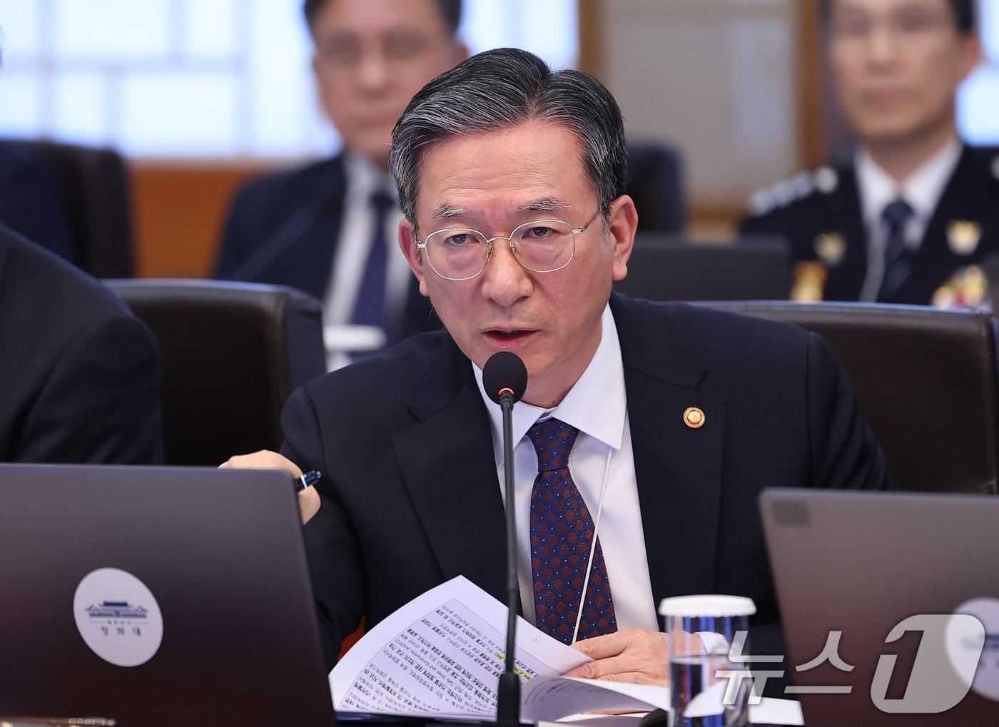 본문 이미지 - 정성호 법무부 장관이 3일 청와대에서 열린 국무회의에서 발언을 하고 있다. (청와대통신사진기자단) 2026.2.3/뉴스1 ⓒ News1 이재명 기자