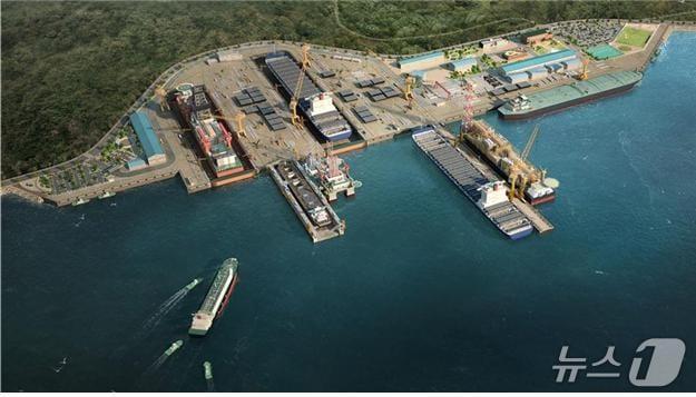 본문 이미지 - 부산항 신항 수리조선단지 조감도(해양수산부 제공)