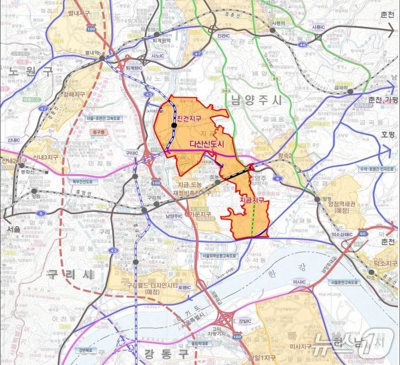 본문 이미지 - 남양주 다산신도시 위치도.(경기주택도시공사 제공. 재판매 및 DB금지)/뉴스1