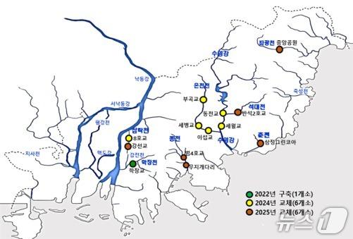본문 이미지 - 하천 수질자동측정망 지점.(부산시 제공. 재판매 및 DB금지)