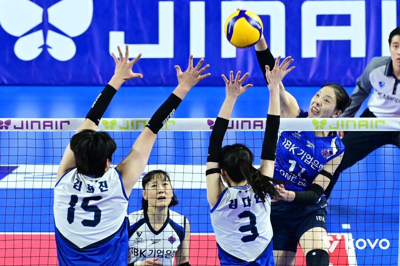 본문 이미지 - 여자 프로배구 현대건설과 기업은행의 28일 맞대결이 오후 2시에 펼쳐진다. (KOVO 제공)