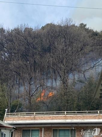 본문 이미지 - 5일 오후 2시 1분께 전북 완주군 비봉면 일원에 산불이 발생했다.(산림청 제공. 재판매 및 DB금지)