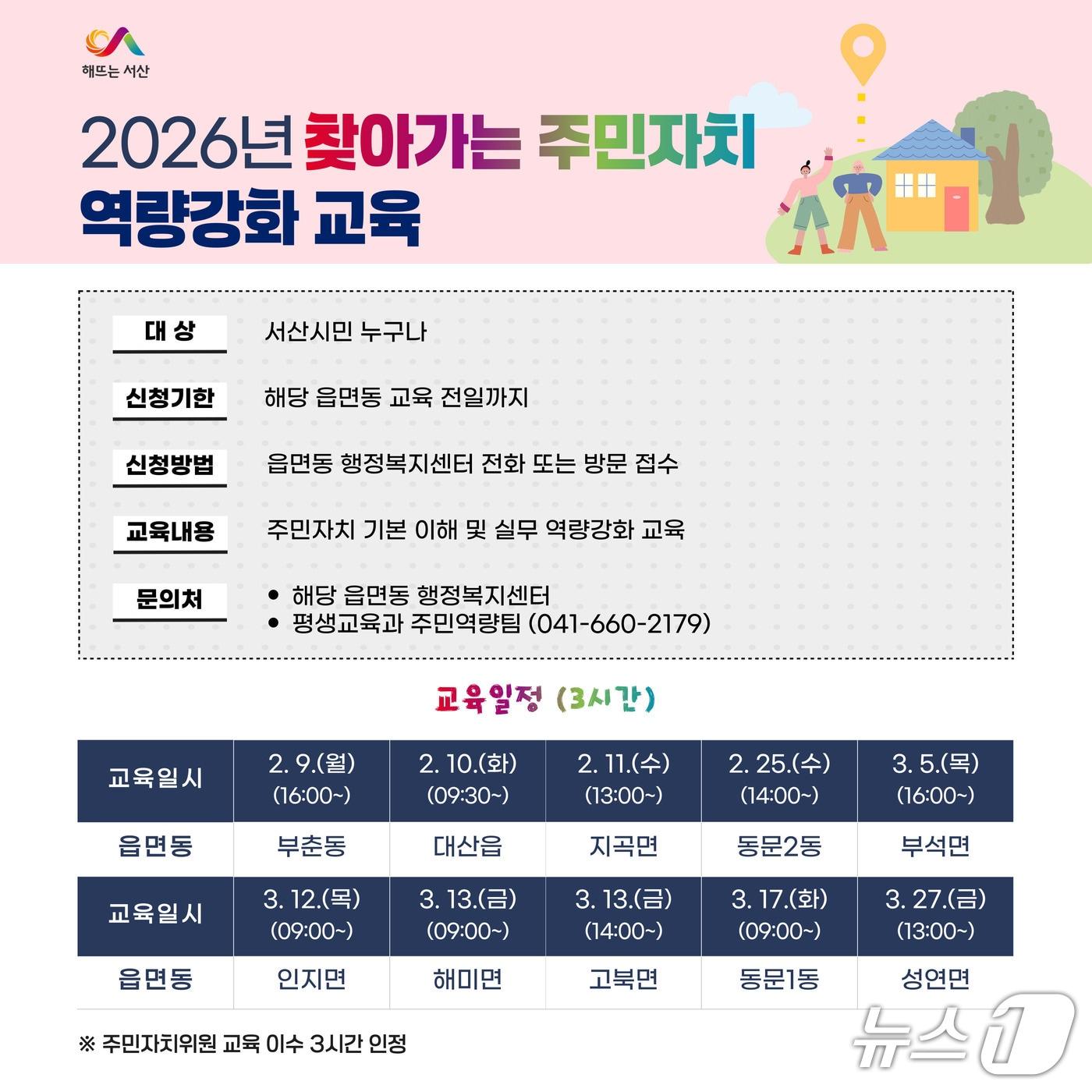 본문 이미지 - 서산시 2026년 찾아가는 주민자치 역량 강화교육 홍보물(서산시 제공. 재판매 및 DB금지)2026.2.6/뉴스1