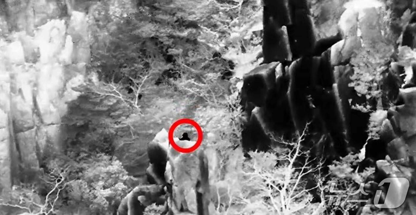 본문 이미지 - 1월 17일 야심한 시각 전남경찰청 항공대가 열화상 카메라로 전남 해남 달마산에 고립된 등산객을 특정한 모습.(전남경찰청 제공. 재판매 및 DB 금지) 2026.2.6/뉴스1