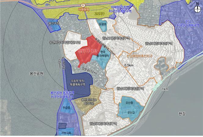 본문 이미지 - 용산 청화아파트 위치도(서울시 제공)  뉴스1ⓒ news1