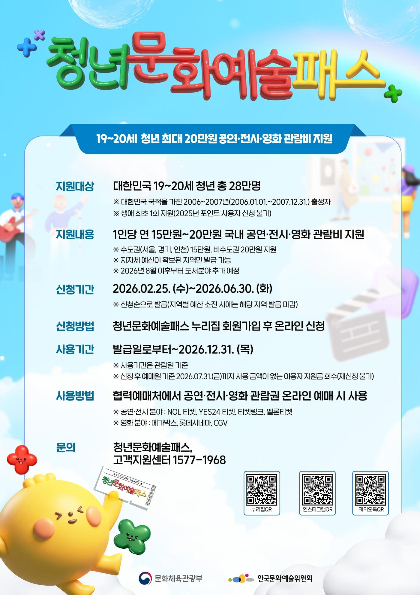 본문 이미지 - '청년 문화예술패스' 포스터