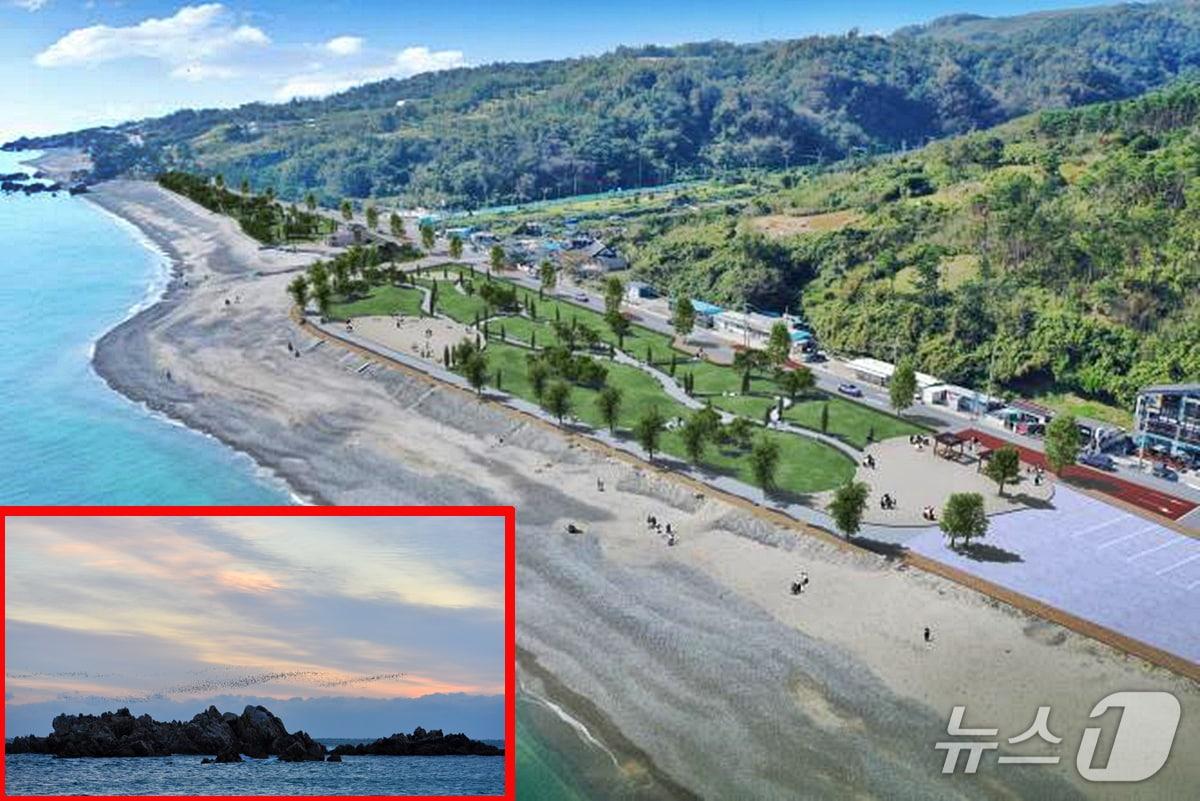 본문 이미지 - 경북 경주시가 문무대왕릉 성역화 사업을 내년에 완료한다. 문무대왕릉 성역화 사업 조감도와 문무대왕릉 모습. (경주시제공, 재판매 및 DB금지) 2026.3.10/뉴스1