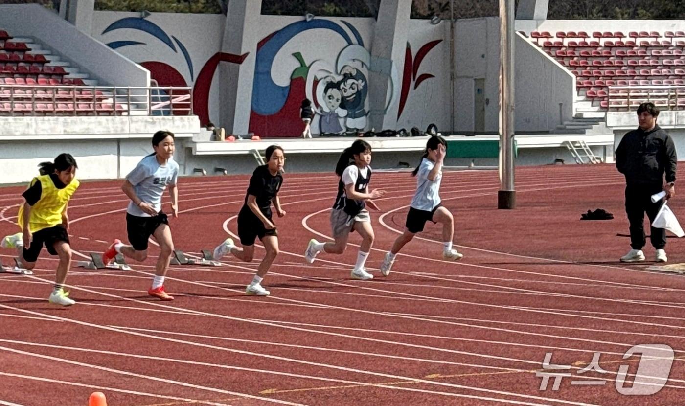 본문 이미지 - 충북 괴산증평교육지원청은 10일 괴산종합운동장에서 55회 충북소년체육대회 괴산·증평 육상 대표 선발전을 개최했다.(괴산증평교육지원청 제공. 재판매 및 DB금지)