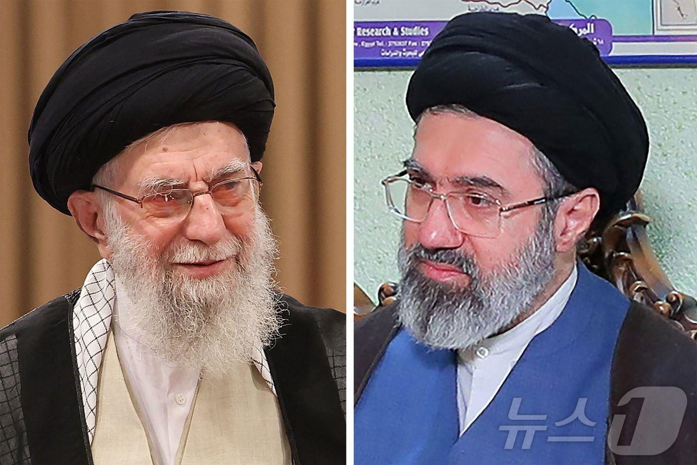 본문 이미지 - 사망한 아야톨라 알리 하메네이 이란 최고지도자(왼쪽)와 차남인 모즈타바 하메네이 신임 최고지도자. 2026.3.10 ⓒ AFP=뉴스1