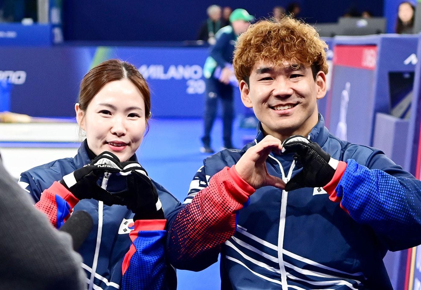 본문 이미지 -  한국 휠체어컬링 믹스더블 백혜진-이용석(대한장애인체육회 제공)