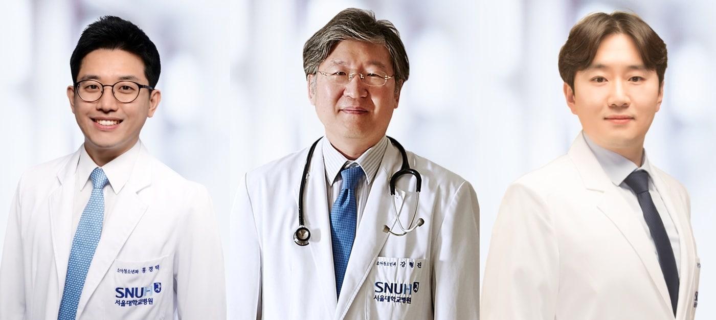 본문 이미지 - 서울대병원 홍경택(왼쪽부터)·강형진 소아청소년과 교수, 한도현 융합의학과 교수.(서울대병원 제공)