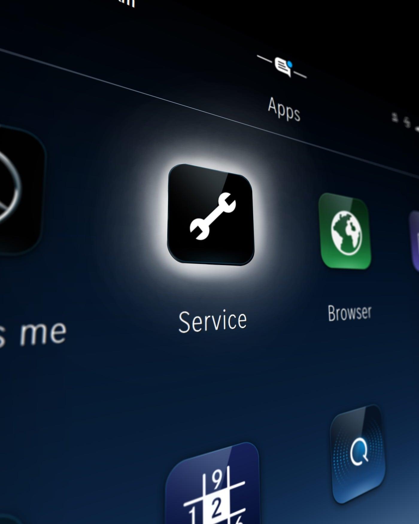 본문 이미지 - 메르세데스-벤츠 차량 내 서비스센터 예약 전용 '온보드 서비스 애플리케이션'(OSA). (메르세데스-벤츠 코리아 제공)