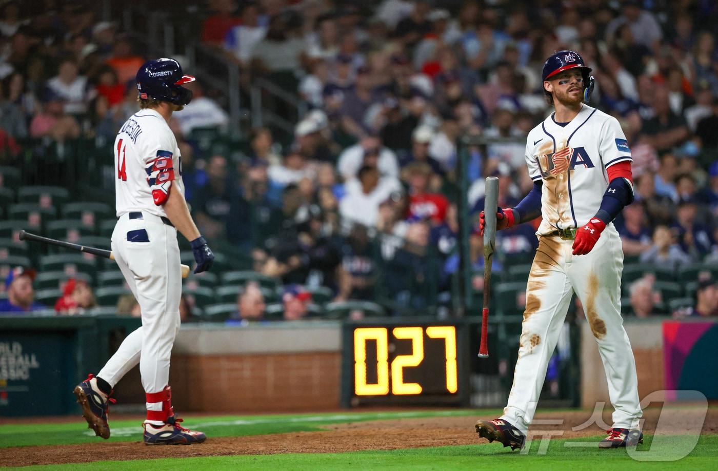 본문 이미지 - 미국 야구대표팀이 11일(한국시간) 열린 2026 WBC 1라운드 B조 이탈리아전에서 6-8로 졌다. ⓒ 로이터=뉴스1