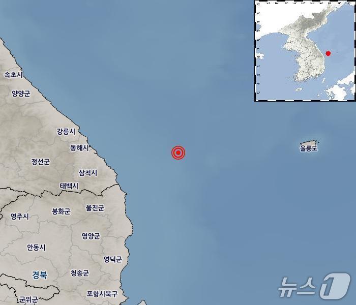 본문 이미지 - 11일 오후 6시 5분 강원 삼척시 동쪽 59㎞ 해역에서 규모 3.1 지진이 발생했다.(기상청 제공)