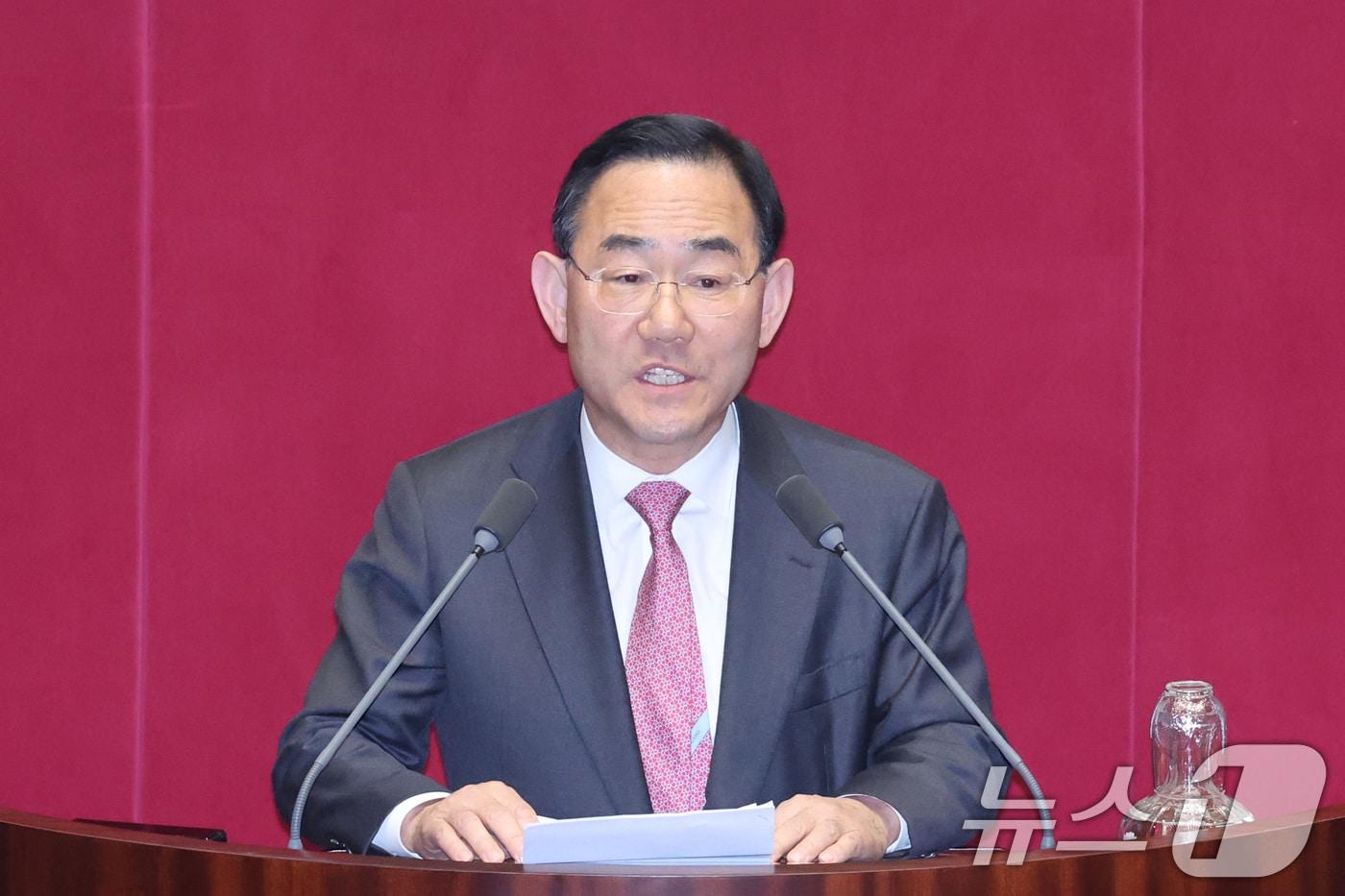 본문 이미지 - 주호영 국회부의장이 12일 서울 여의도 국회에서 열린 제433회국회(임시회) 제1차 본회의에서 자유 발언을 하고 있다. 2026.3.12 ⓒ 뉴스1 신웅수 기자