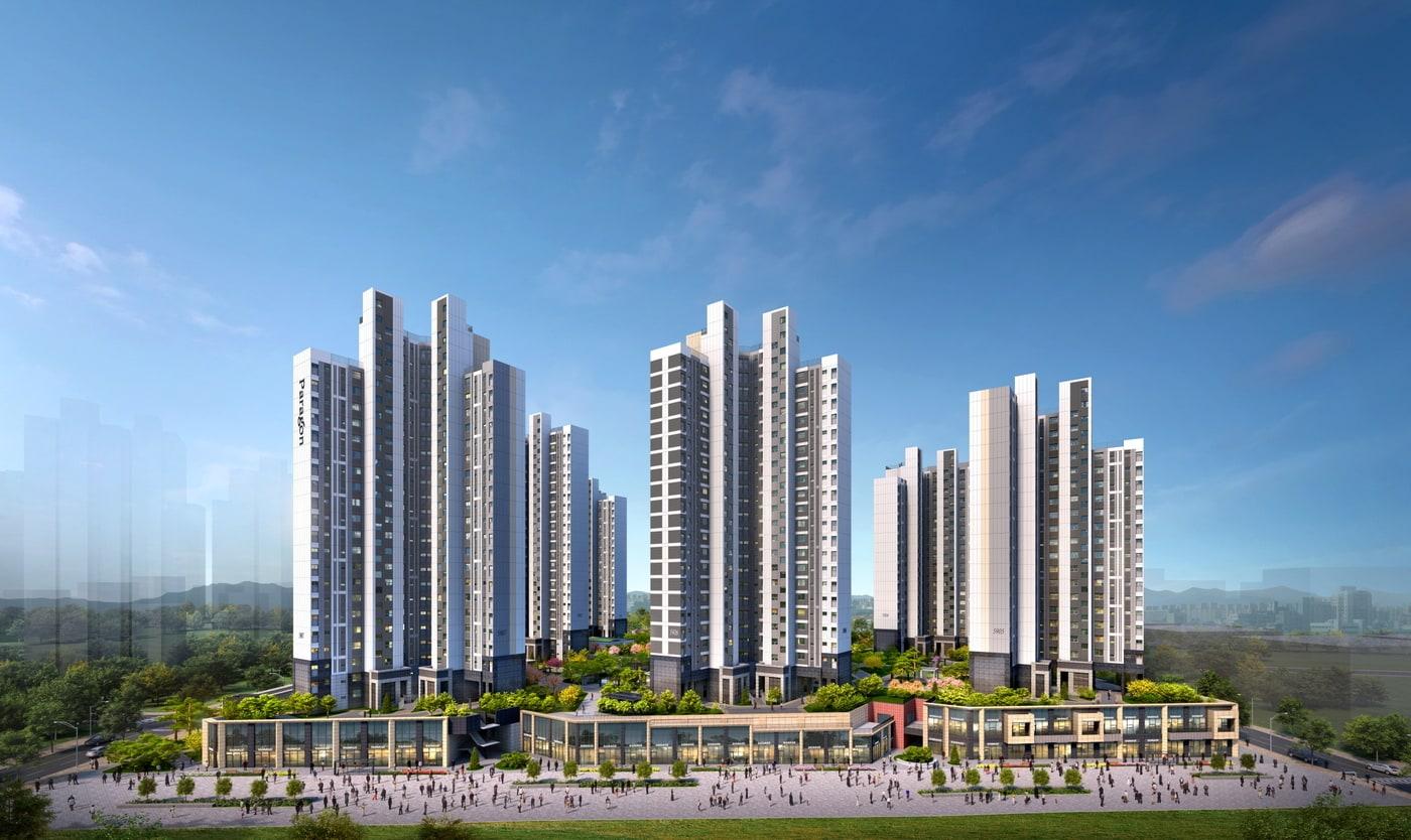 본문 이미지 - 검단호수공원역 파라곤 투시도.(동양건설산업 제공) / 뉴스1 ⓒ News1