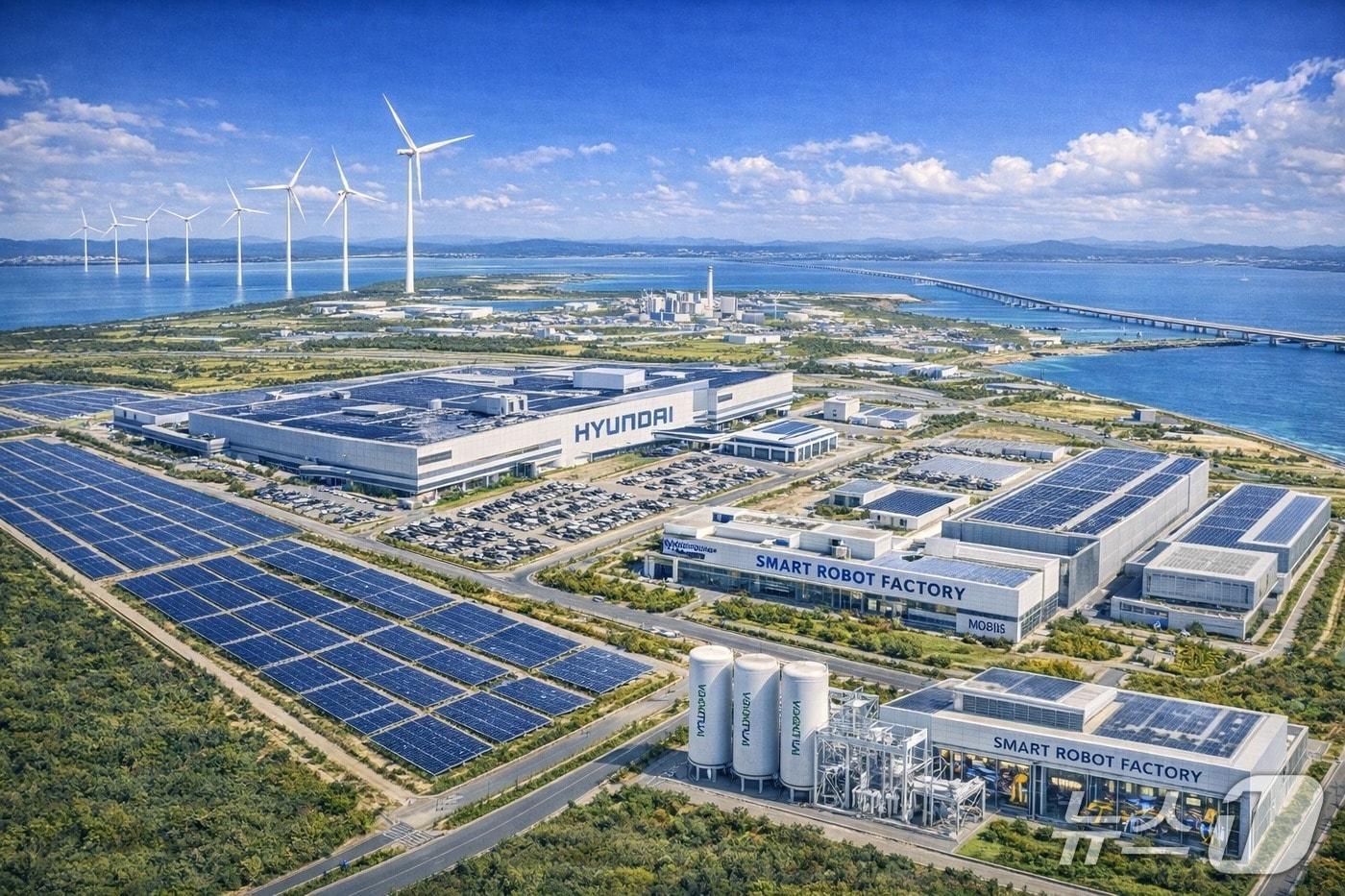 본문 이미지 - 새만금 산업단지 내에 들어설 공장 이미지를 AI로 생성.(군산시 제공. 재판매 및 DB금지)