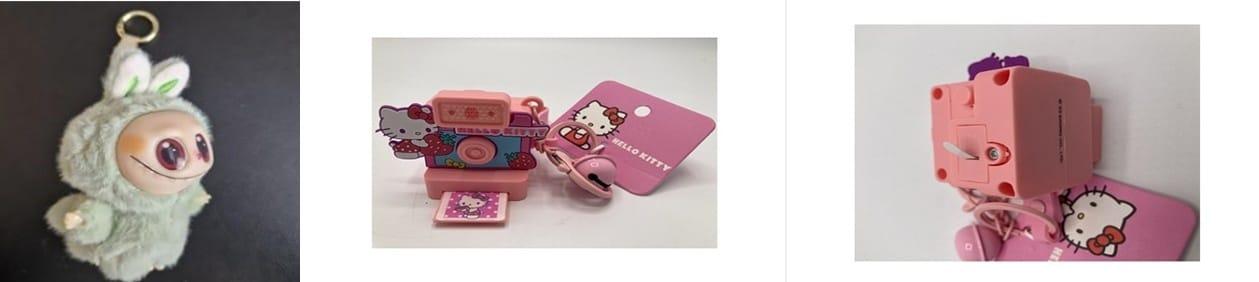 본문 이미지 - 해외 리콜 조치된 가품 라부부와 키링 제품.(제품안전정보센터 갈무리)