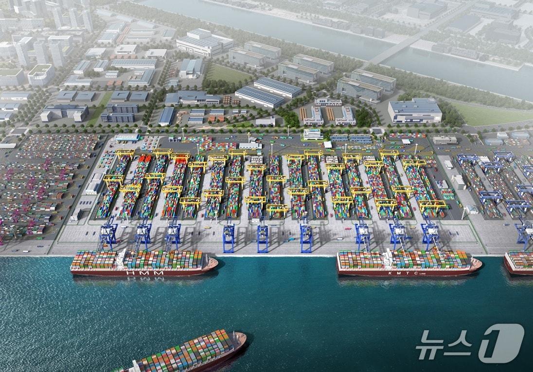 본문 이미지 - 인천 신항 1-2단계 컨테이너 부두 조감도 (인천항만공사 제공.재판매 및 DB금지)