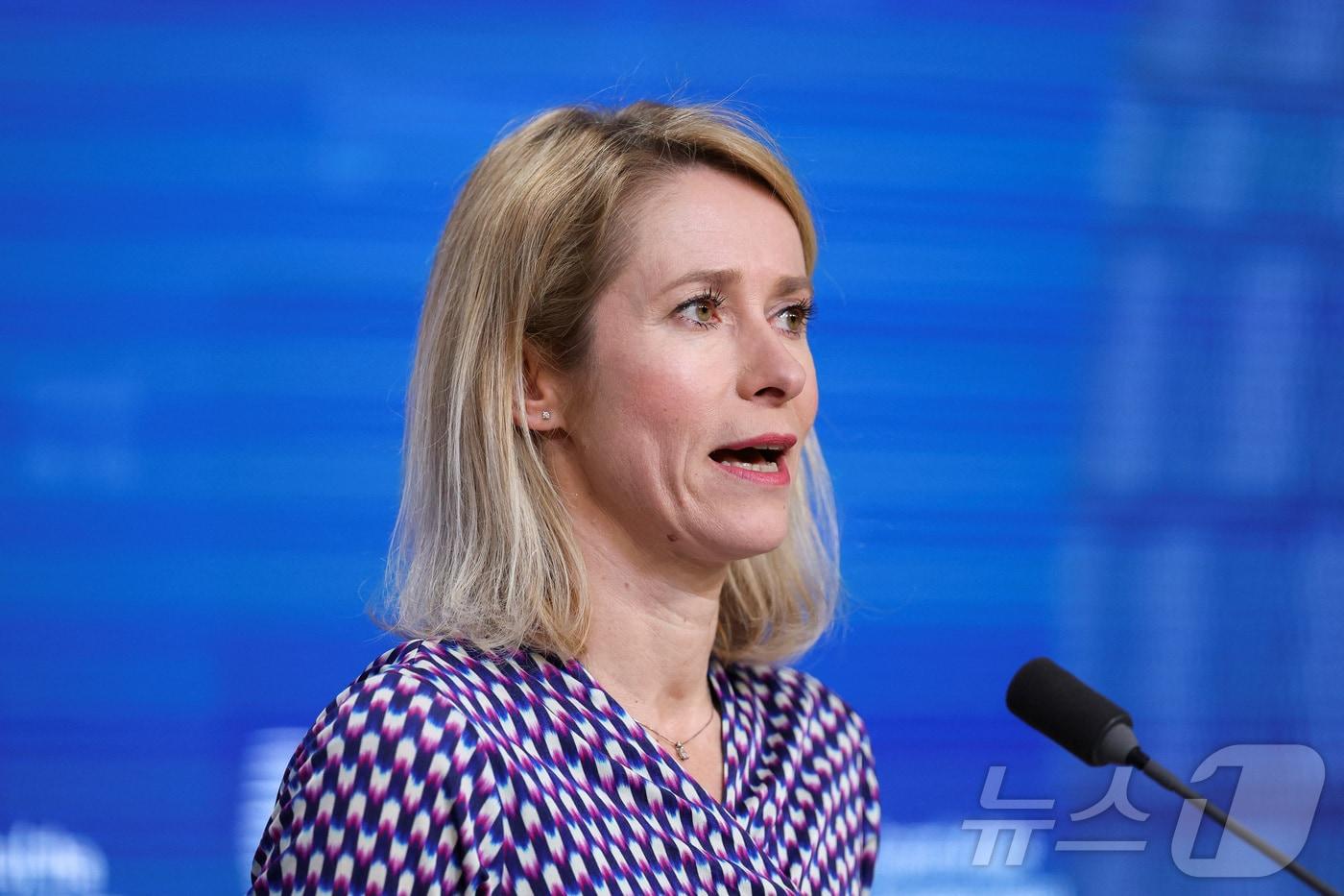 본문 이미지 - 카야 칼라스 유럽연합(EU) 외교·안보 고위대표가 16일(현지시간) EU 에너지 및 외교장관 회의 후 기자회견을 하고 있다. 2026.3.17. ⓒ 뉴스1 ⓒ 로이터=뉴스1