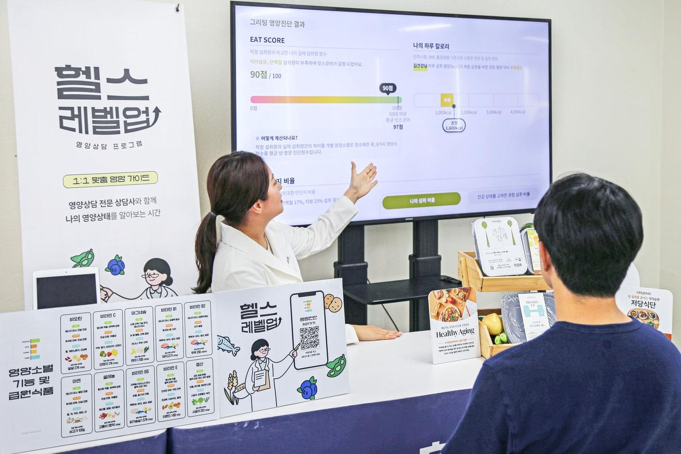 본문 이미지 - 그리팅 영양 진단 서비스가 진행되는 모습.(현대그린푸드 제공)