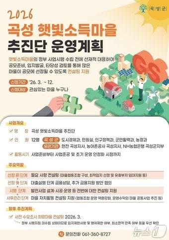 본문 이미지 - 곡성 햇빛소득마을 추진단 운영계획 안내 포스터 