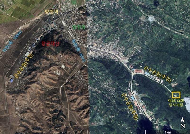 본문 이미지 - 구글어스 2023년 8월 24일에 촬영된 방현동 일대 위성 사진. (동국대 북한학연구소 보고서 갈무리)