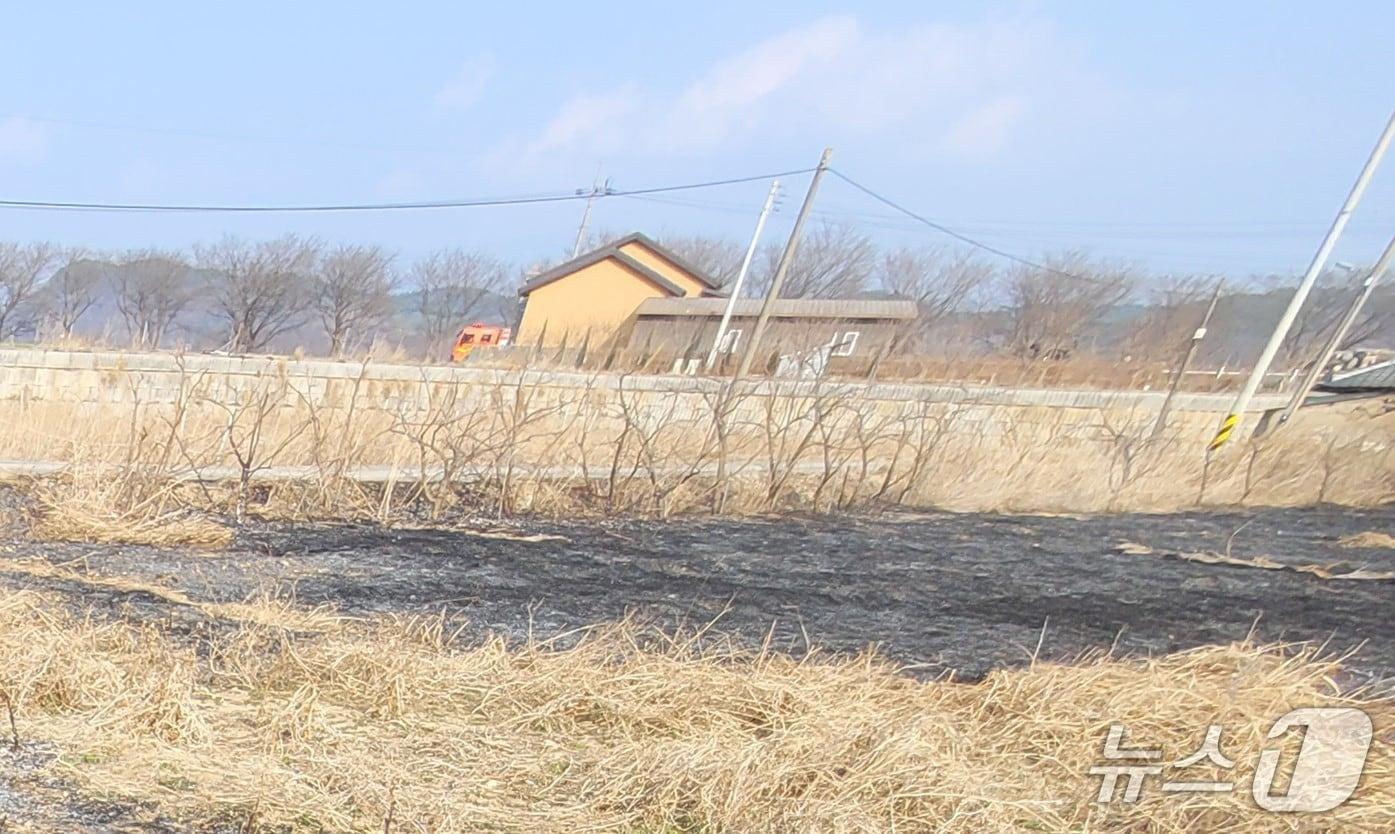 본문 이미지 - 17일 오후 3시 21분쯤 경북 영천시 임고면 양항리 한 주택 인근 들에서 불이 나 약 30분만에 꺼졌다. (경북소방본부 제공. 재판매 및 DB 금지)2026.3.18/뉴스1
