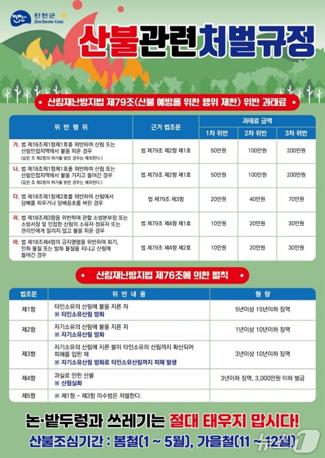 본문 이미지 - 산불관련 처벌규정.(진천군 제공. 재판매 및 DB금지)