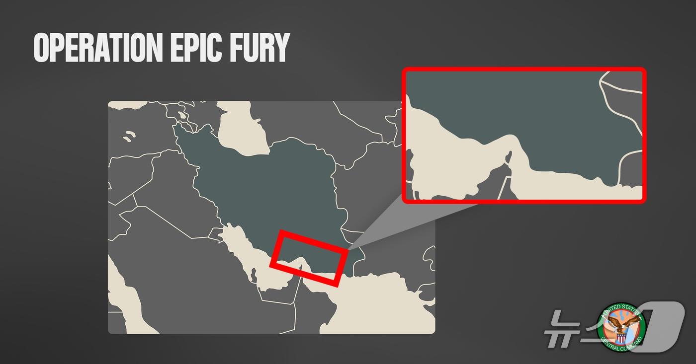 본문 이미지 - 미국 중부사령부가 17일(현지시간) 호르무즈 해협 인근의 이란 미사일 기지에 5000파운드급 벙커버스터를 사용했다고 밝혔다. (출처=미국 중부사령부 엑스) 2026.3.17./뉴스1