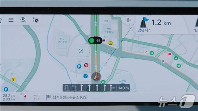 본문 이미지 - 내비게이션 실시간 교통신호정보 잔여시간 서비스 화면.(한국도로교통공단 제공. 재판매 및 DB금지)/뉴스1