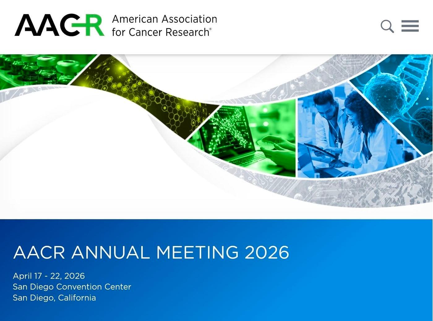 본문 이미지 - AACR Annual Meeting 2026 홈페이지 메인 화면. (온코닉테라퓨틱스 제공)